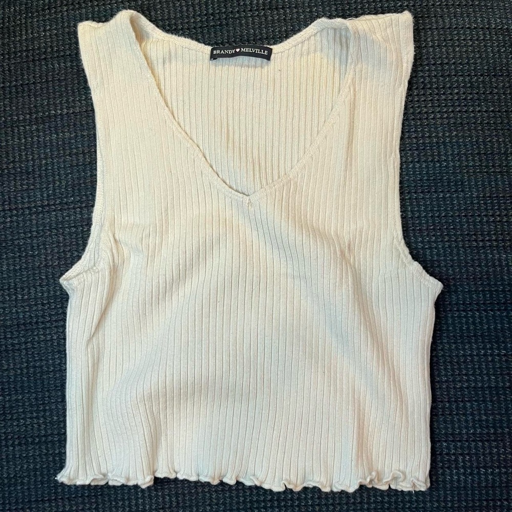 **Brandy Melville Cream Ribbed Tank - One Size**
